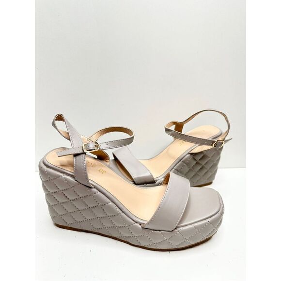 Olivia Miller Sandals Womens Size 9 Gray Open Toe Wedges - Picture 3 of 10